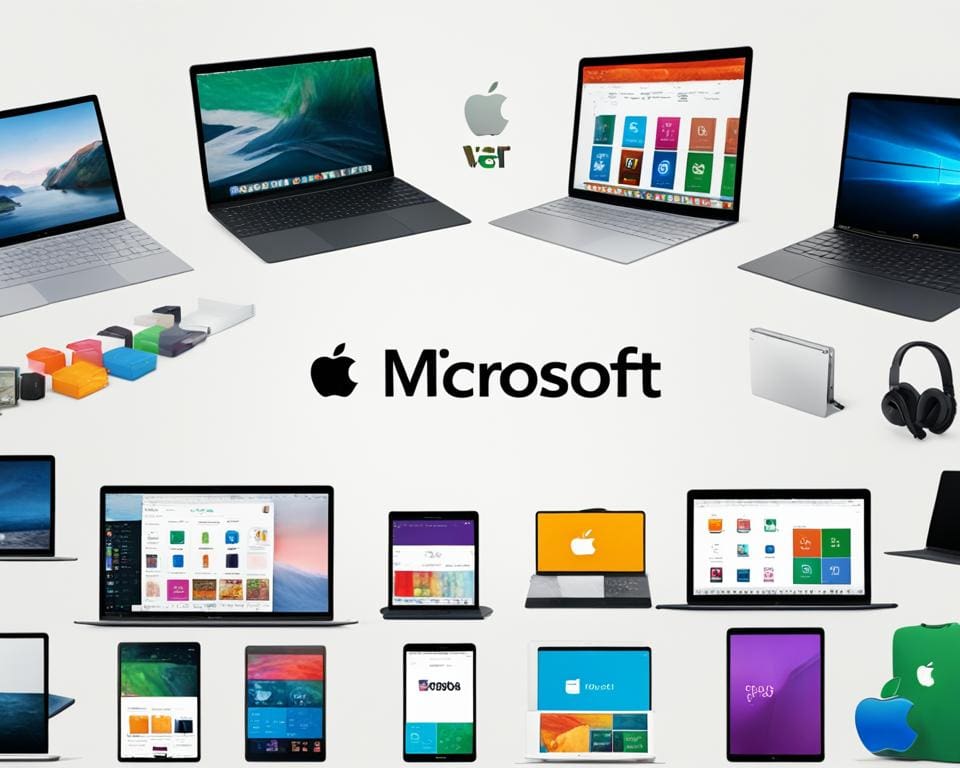 Produktpalettevergleich zwischen Apple und Microsoft