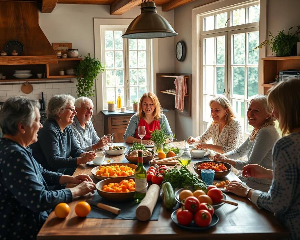 Familienzusammenkunft in der Küche