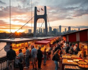 Street-Food-Festivals auf Brücken