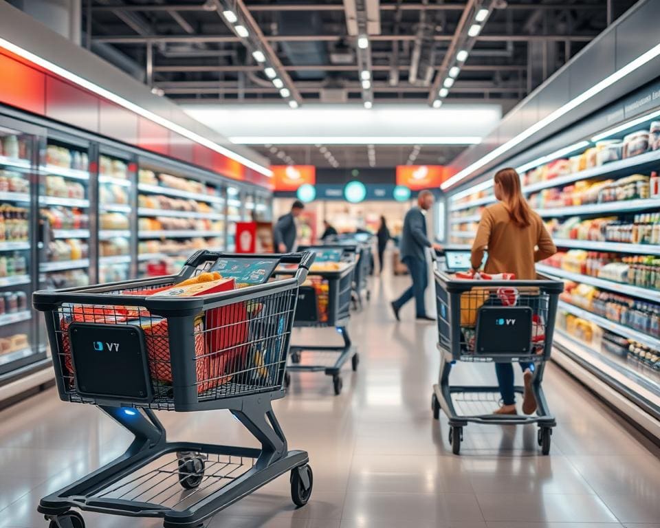 Intelligente Einkaufswagen im Supermarkt