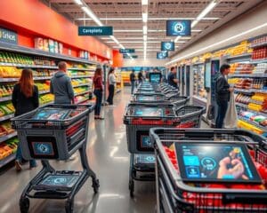 Intelligente Einkaufswagen im Supermarkt