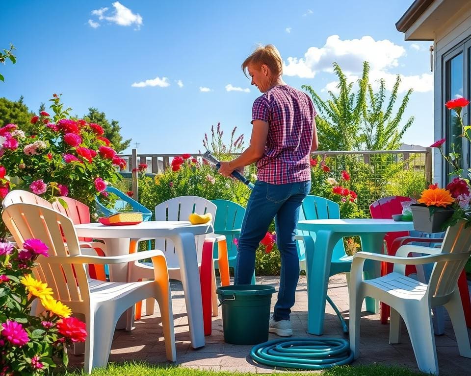 Kunststoff-Gartenmöbel reinigen