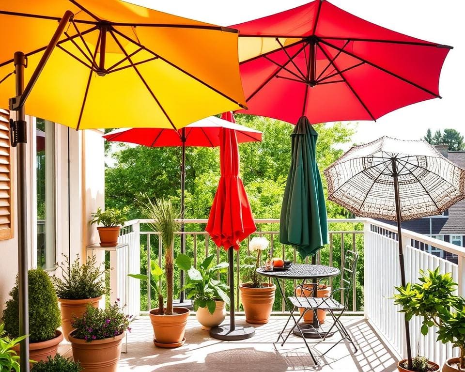 Verschiedene Arten von Sonnenschirmen für den Balkon