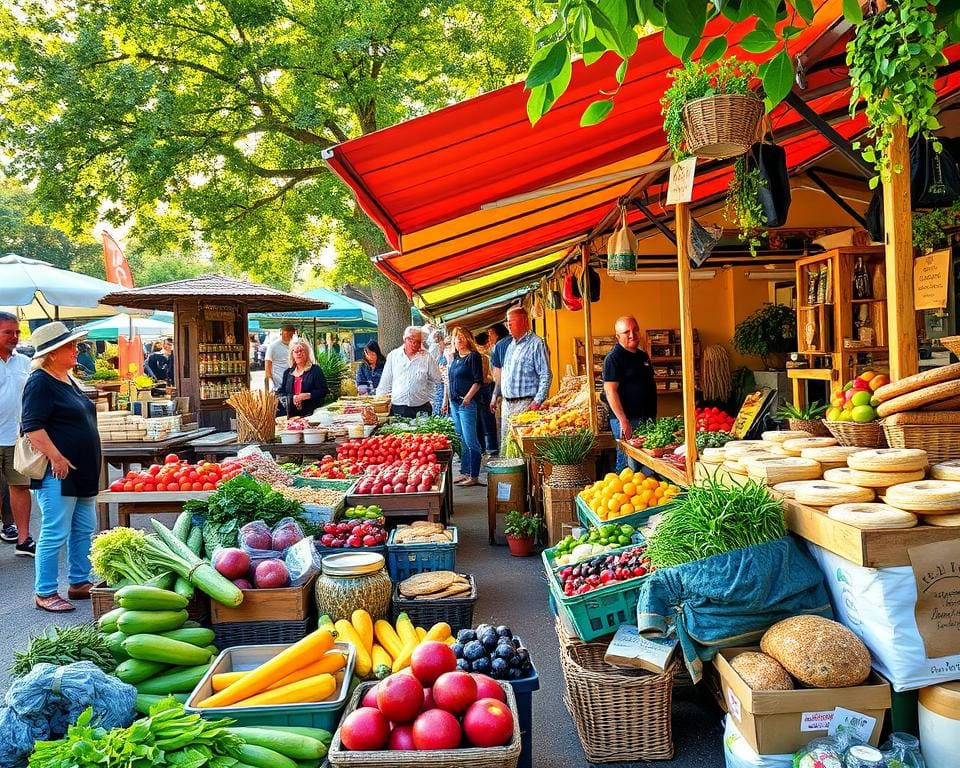 Vielfalt regionaler Produkte auf dem Wochenmarkt